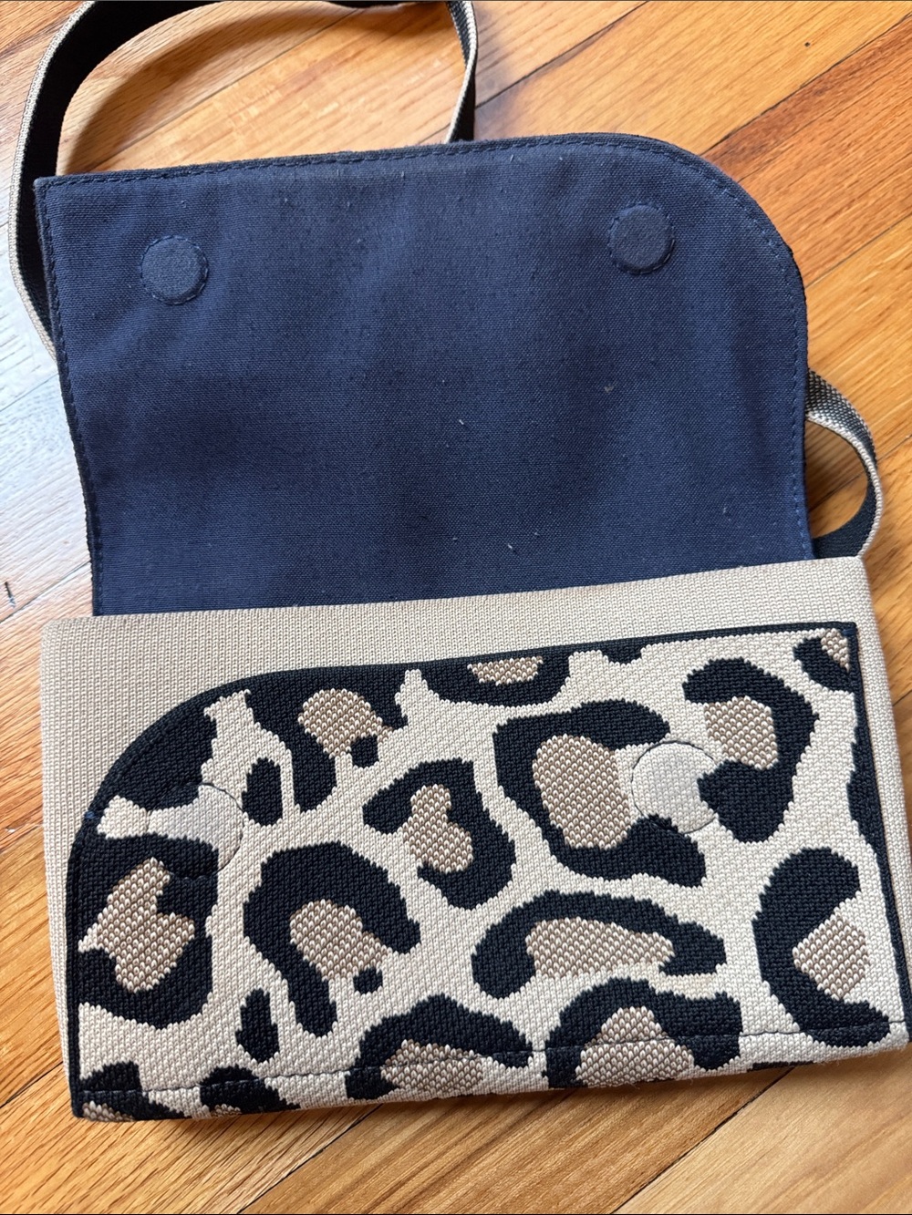 Rothy’s Brand Leopard Print Crossbody Belt Bag in Beige and Black - Picture 3 of 6